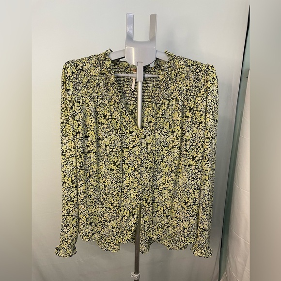 Free People Ruffled Tie-Neck Blouse size large - Picture 1 of 8